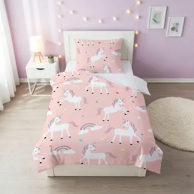 Image de Omgoods - Couverture de lit pour enfants sur le thème de la licorne, avec taie d'oreiller