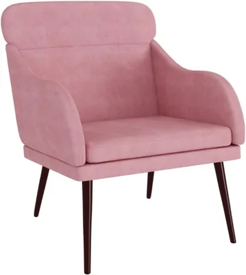 Immagine prodotto di Poltrona rosa, dimensioni 63 x 76 x 80 cm, seduta profonda, struttura in metallo e imbottitura, ideale per soggiorno, camera da letto e ingresso