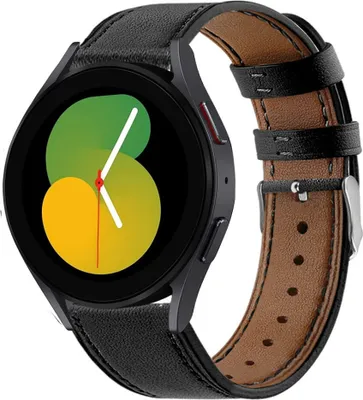 Produktbild von Strap-it Samsung Galaxy Watch 5 - 40mm Lederarmband (glattes Schwarz)