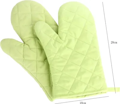Produktbild von Hitzebeständig Ofenhandschuhe Verdickte Hitzeresistente Topfhandschuhe Topflappen Backhandschuhe, Baumwolle, 1 Paar Grün