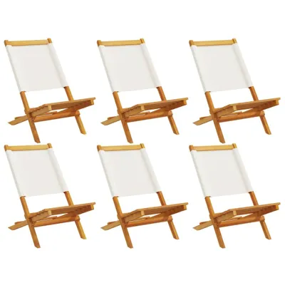 Produktbild von Gartenstühle 6 Stk. Klappbar Cremeweiß Stoff und Massivholz