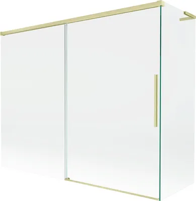 Produktbild von Mexen Rox L Badewannenfaltwand 2-flügelig verschiebbar 190 + 80 x 150 cm, transparent, gebürstet Gold - 8C9L-190-080-55-00