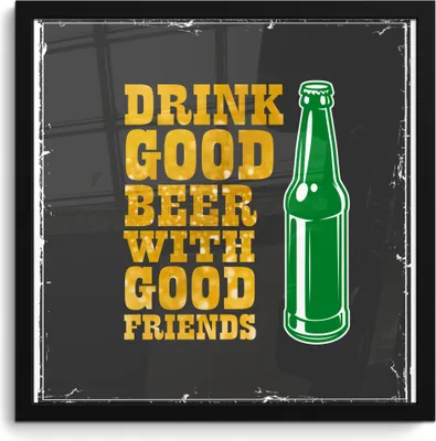 Produktbild von MuchoWow® MuchoWow® Gerahmtes Poster Mancave - Bier - Flasche - Zitate - Vintage 40x40 cm - Poster mit zchwarzem Bilderrahmen - Mit Rahmen - Wanddekoration Schlafzimmer