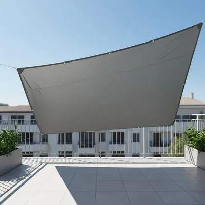 Produktbild von Relaxdays Sonnensegel rechteckig, wasserabweisend, UV-beständig, mit Spannseilen, Terrasse, Balkon, B x T: 3 x 4 m, grau