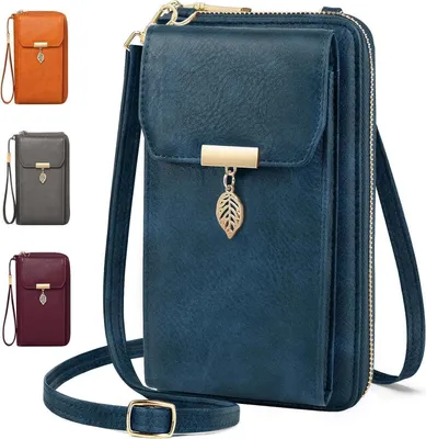 Produktbild von Handytasche mit RFID Schutz für Damen - Vintage Leder Dunkelblau
