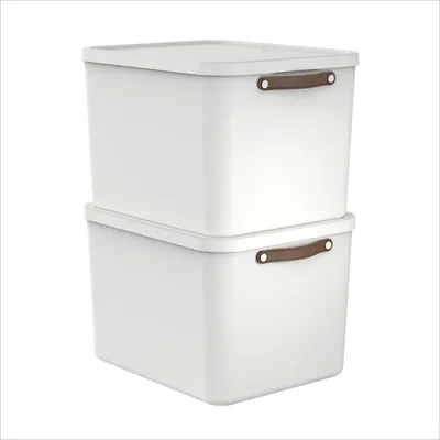 Produktbild von Aufbewahrungsboxen mit Deckel, Set aus 2, 55 Liter Aufbewahrungsboxen mit Tragegriffen