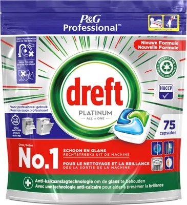 Produktbild von Dreft Platinum All-in-One Spülmaschinentabs, 75 Stück