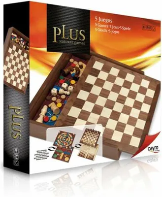 Immagine prodotto di Set di 5 giochi da tavolo in legno Cayro Plus 29 x 29 cm