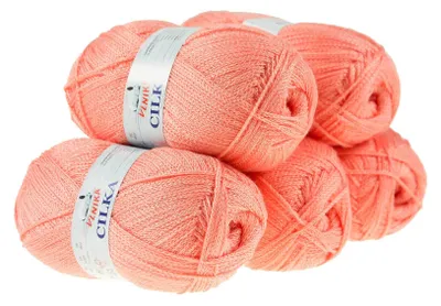 500g Strickgarn CILKA by VLNIKA Klassikgarn Strickwolle mit Schimmereffekt, dunkellachs