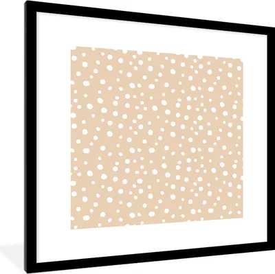 Produktbild von MuchoWow® Gerahmtes Poster Design - Punkte - Beige 40x40 cm - Poster mit Schwarzem Bilderrahmen Wandposter Rahmen Foto Bilder - Poster - Plakat im Rahmen