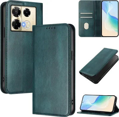 Image de Etui pour Infinix Note 40 Pro 4G/Note 40 Pro 5G/Note 40 Pro+ 5G, étui en cuir vintage avec protection RFID, fentes pour cartes, support Vert