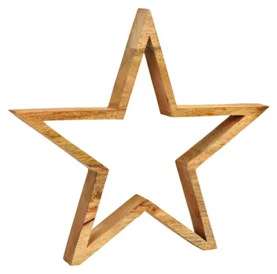 Image de Figurine décorative étoile bois de mangue Présentoir bois naturel 34 cm