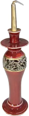 Immagine prodotto di Portacandele natalizio in Vetroceramica bordeaux di 34 cm di altezza e 12 cm di diametro