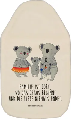 Produktbild von Mr. & Mrs. Panda Wärmekissen Koala Familie - Weiß - Geschenk, Wärmflasche mit Bezug, Kinder, Flauschige, Muttertag, Family, Bettflaschen, Papa, heizflasche