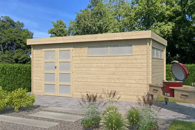 Produktbild von Flachdach Gartenhaus Modell Nelo 44 D