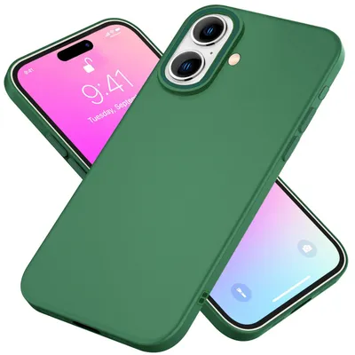 Produktbild von NALIA Silikonhülle für iPhone 16 – Matt & Griffig Soft-Touch – ASTRON (Flexibles TPU Case & Stoßfest) – Marke aus Berlin – Grün