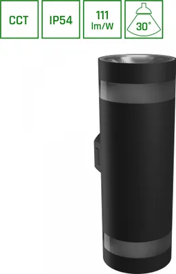 Produktbild von Spectrum LED Außenleuchte Wandlampe Torre Rund Ring Schwarz IP54 18W 2000lm CCT 3000K/4000K/6000K 30°