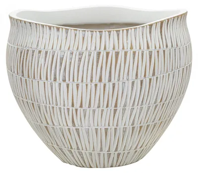 Imagen del producto de Mauro Ferretti, maceta decorativa "Stiky", color oro blanco, dimensiones: 30,5 x 24,5 cm