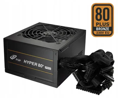 Zdjęcie produktu dla FSP HYPER 80+PRO650, 650 W, 220 - 240 V, 50/60 Hz, 5 A, Aktywne, 100 W