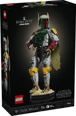 Productafbeelding van LEGO Star Wars: De Terugkeer van de Jedi-ruiters - Boba Fett figuur - Modelbouwpakket voor volwassenen, met helm, blaster en minifiguur van een premiejager - Decoratie voor plank of bureau - Cadeauidee voor fans van De Terugkeer van de Jedi - 75455