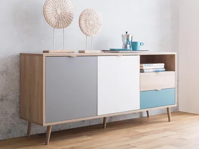 Zdjęcie produktu dla Sideboard >Visby< in Sonoma-Eiche - 150x68x40cm (BxHxT)