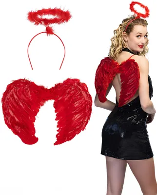 Immagine prodotto di Set di accessori per angeli rossi: ali e aureola - taglia unica