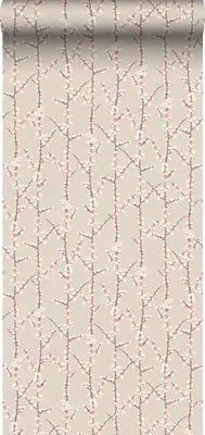 Immagine prodotto di Sanders & Sanders carta da parati fiori beige sabbia e bianco 53 cm x 10 m