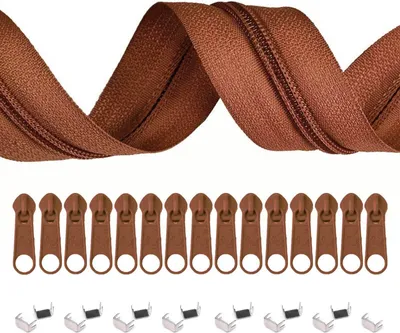 Produktbild von 5m Endlos-Reißverschluss 3mm mit 10 Zippern und 15 Endstücke freie Farbwahl,S285 rotbraun