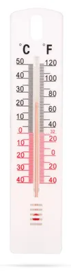 Zdjęcie produktu dla Termometr wewnętrzny i zewnętrzny – analogowy – zakres pomiarowy od -40 do +50 °C – 20 × 4 cm – nadaje się do użytku wewnątrz i na zewnątrz – z uchwytem do zawieszenia lub mocowaniem śrubowym [11499B]