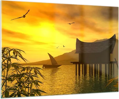 Produktbild von Bilder auf glas - Asien Berg Meer Felsen - 100x70cm - Glasbilder - Wandbilder - Kunstdruck - zum Aufhängen bereit - Wanddekoration aus Glas - Glas Bilder - Wandbild auf Glas - GAA100x70-0363