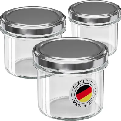 Produktbild von WELLGRO 25x Einmachgläser mit Schraubdeckel silber - 235ml