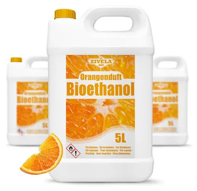 Productafbeelding van -ethanol 96,6%, 15 liter, met oranjesmaak, voor de kachel