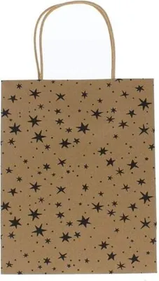 Produktbild von Geschenktasche Sterne - braun/schwarz - ca. 25 x 11 x 33 cm