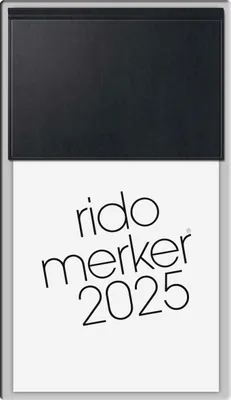 Produktbild von rido/idé 7035003905 Vormerkbuch Modell Merker (2025)| 1 Seite = 1 Tag| 108 × 201 mm| 736 Seiten| Miradur-Einband| schwarz