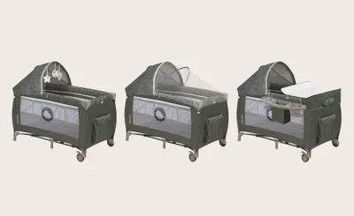 Produktbild von Lionelo Sven Plus 2in1 Baby Bett Laufstall Baby bis 15 kg Wickelauflage luftige Seitenwände mit Seiteneingang - Beige Olive
