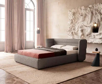 Produktbild von DELIFE Polsterbettgestell Simea 140x200 cm Bouclé Silbergrau