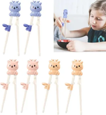 Produktbild von 6 Paar Kinder Trainingsessstäbchen - 18x5.5cm Anfänger Trainingsessstäbchen - Essstäbchen für Kinder mit Hilfsdesign - Für Erwachsene Anfänger, Kinder, Senioren und ältere Menschen