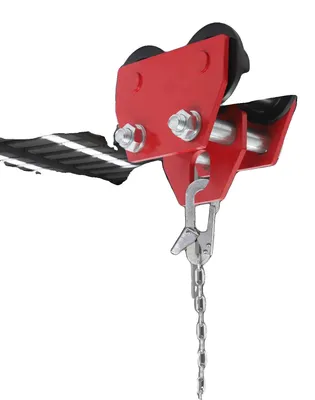 Immagine prodotto di Carrello portante, capacità di carico 3 tonnellate, larghezza regolabile da 90 a 105 mm, dimensioni 22x21 cm, struttura in acciaio, colore rosso/nero