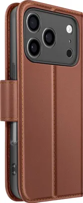 Immagine prodotto di Avizar, custodia a portafoglio per iPhone 17 Pro in pelle Premium con funzione stand, marrone