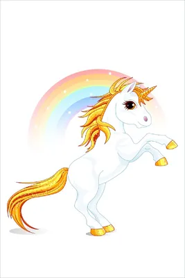 Produktbild von Wallario Poster - Weißes Einhorn vor einem Regenbogen, Kunstdruck Größe: 61 x 91,50 cm