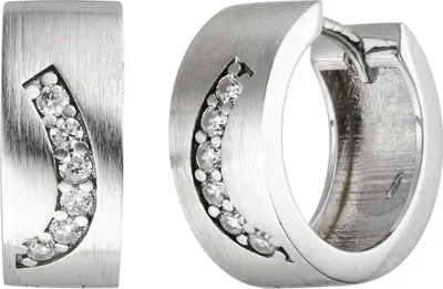 Produktbild von JOBO Creolen 925 Silber matt 12 Zirkonia Ohrringe Silbercreolen Silberohrringe