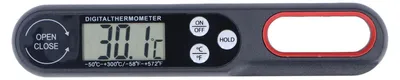 Produktbild von Digitales Lebensmittelthermometer, sofort ablesbar, faltbar, Grilltemperaturmesser mit Batterie, Schwarz