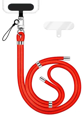Image de HoldMe Edition - Lanyard avec mousqueton argent & 2 pads - Chaîne universelle pour téléphone portable Bandoulière en nylon - Neon Orange