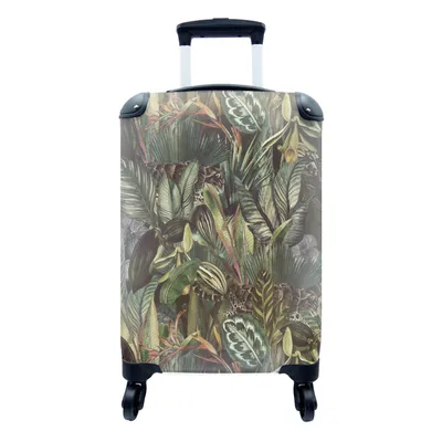Produktbild von MuchoWow® Koffer Handgepäck Trolley Rollkoffer Kleine Reisekoffer mit 4 Rollen - Blätter - Dschungel - Muster - Cabin Size < 55x40x23 cm & 55x40x20 cm - Fotokoffer - Kabinenkoffer - Boardgepäck - Reise-Box - Reisekoffer - Reisegepäck - Koffer mit Bild - Trolley für Kinder