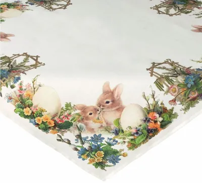 Immagine prodotto di Tovaglia RUTH coniglietti pasquali nostalgici con fiori 85 x 85 cm