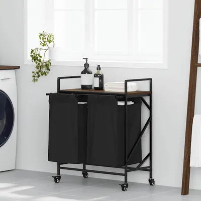 Productafbeelding van Wasmmand - Wasbak - Wascontainer - Waschmand - Wasbox - 3 Compartimenten - Sonoma Eikenhouten Plank