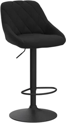 A black bar stool is shown against a white background.
