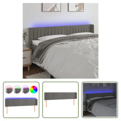Produktbild von The Living Store LED Kopfteil Hellgrau 163x16x78/88 cm Samt