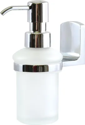Zdjęcie produktu dla spirella® Dozownik mydła w płynie "Taku", 6,6 x 10,3 x 16,2 cm Satynowe szkło ze stalą nierdzewną Pojemność 200ml