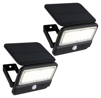 Produktbild von 2x LED Solar Wandleuchte beweglich, Bewegungsmelder, H 10,4 cm